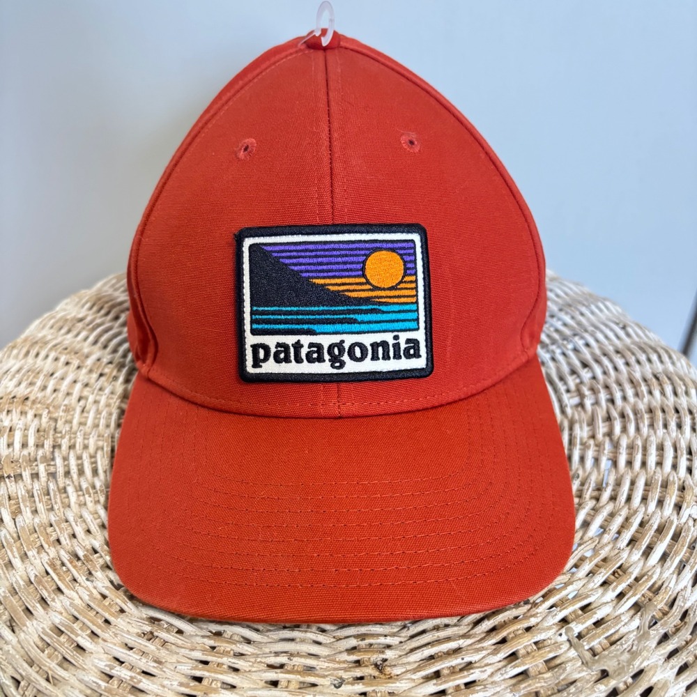 Patagonia P-6 Label Trad‎ Cap Red Orange Snapback Hiking Hat Gorpcore